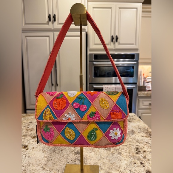 America & Beyond Handbags - America & Beyond Vibrant Fruit/Floral Beaded bag